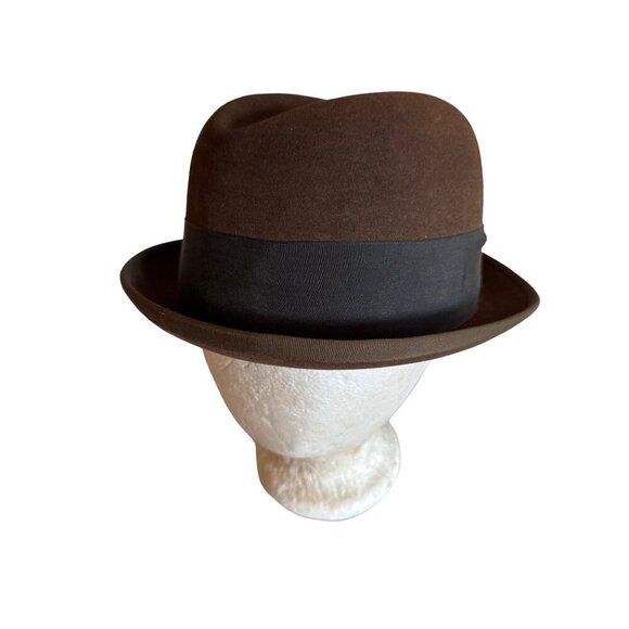 Vintage Schoble Cushionaire Brown Fedora Hat With Black Ribbon Band 7 1/8 - Picture 3 of 7